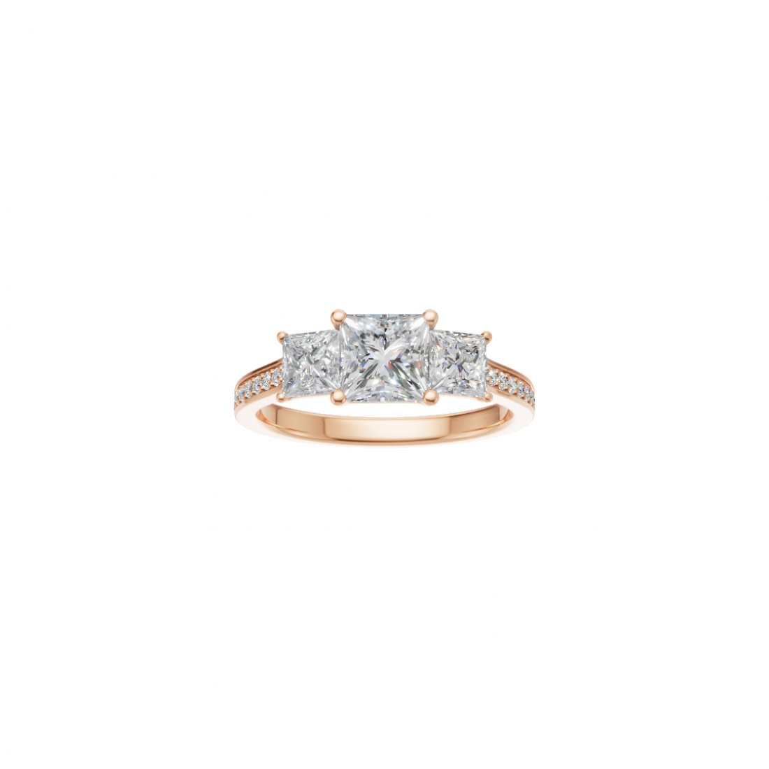 Trilogy Princess-Cut Diamond Pavé Ring 
