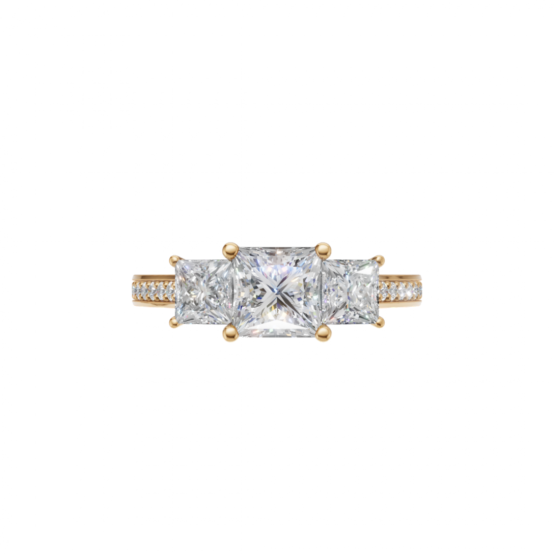 Trilogy Princess-Cut Diamond Pavé Ring 