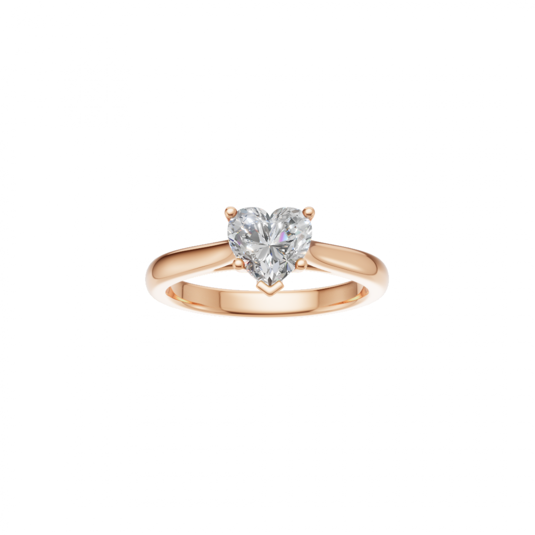 Heart-Cut Diamond Solitaire Ring in Basket Setting