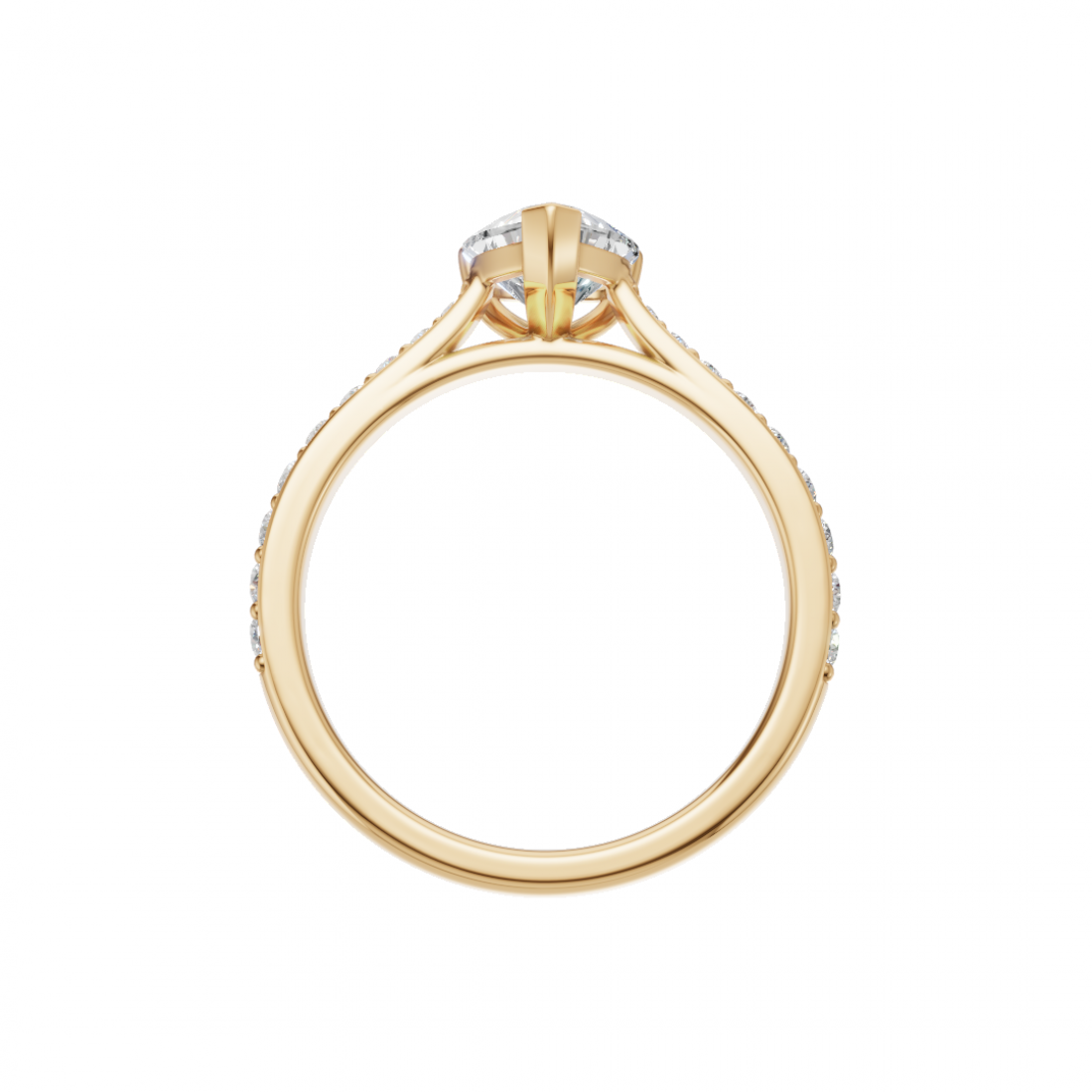 Heart-Shaped Diamond Ring with Pavé Band