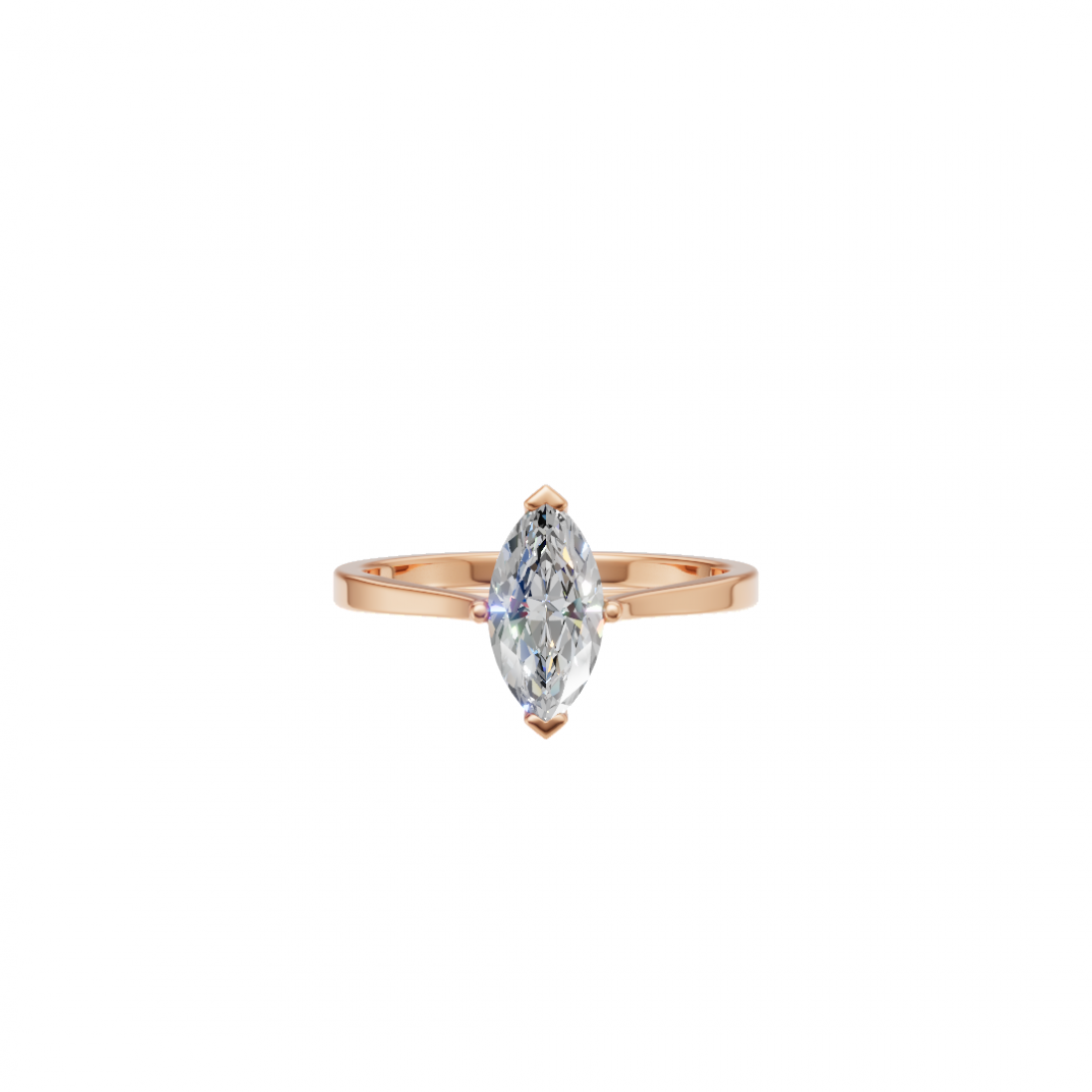 Marquise-Cut Diamond Solitaire Ring in Cathedral Setting 