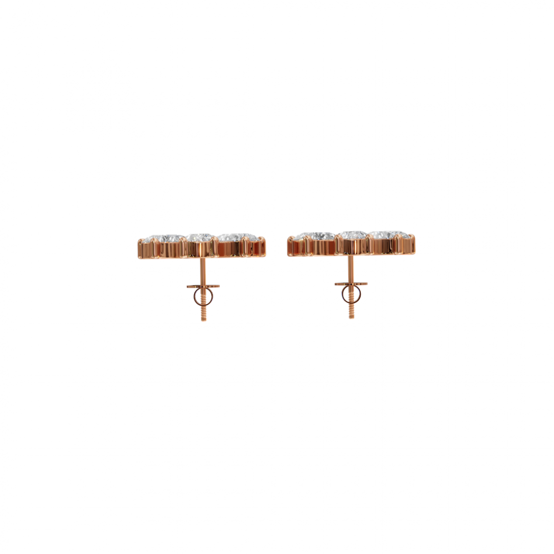 Flower Pear Cut Diamond Stud Earrings
