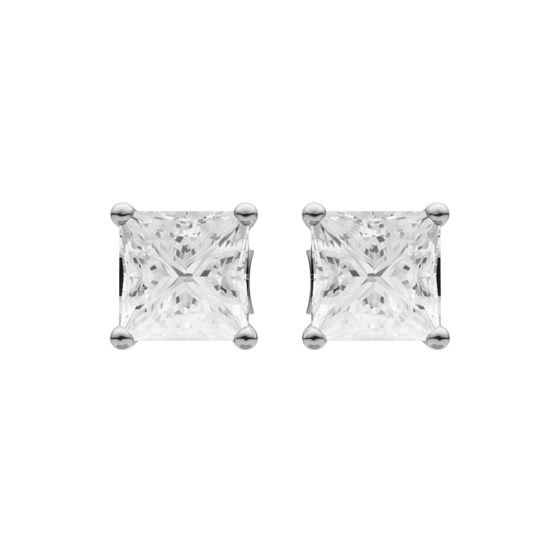 Princess-Cut Diamond Stud Earrings