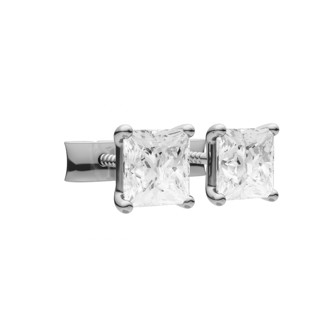 Princess-Cut Diamond Stud Earrings