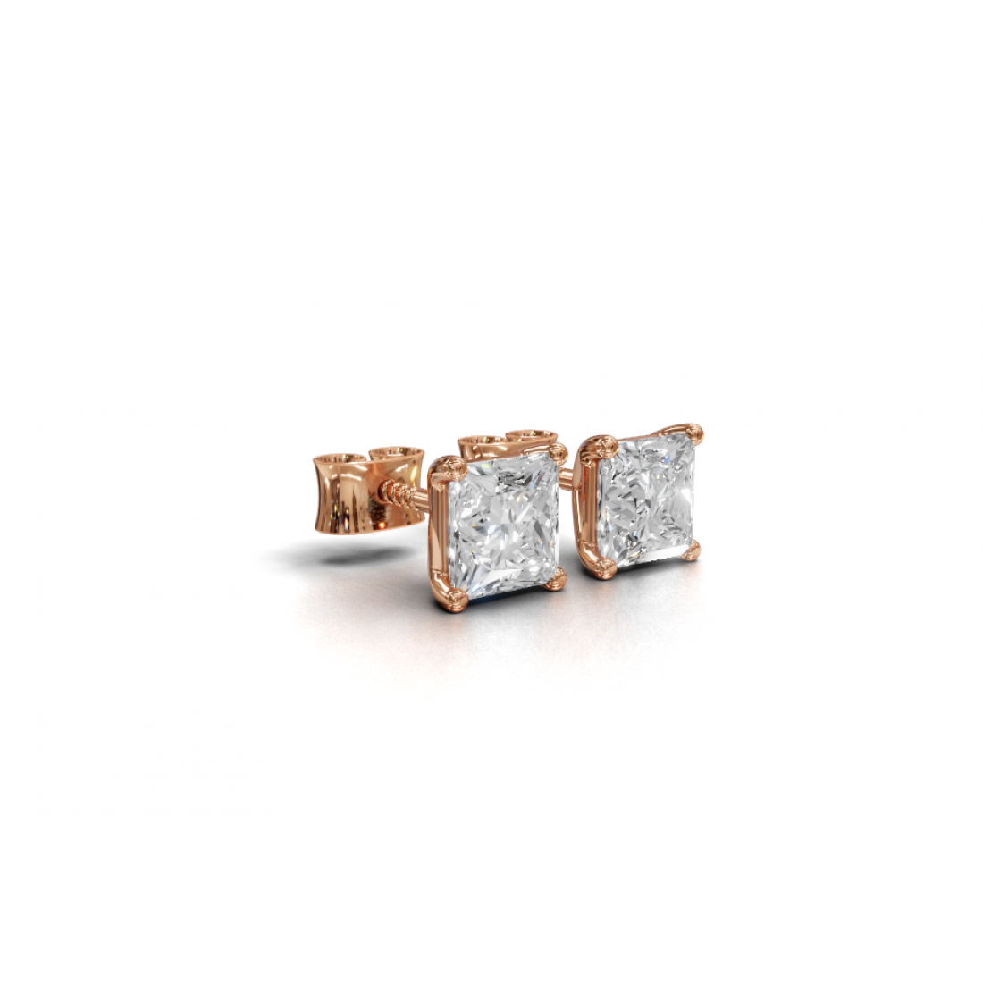 Princess-Cut Diamond Stud Earrings