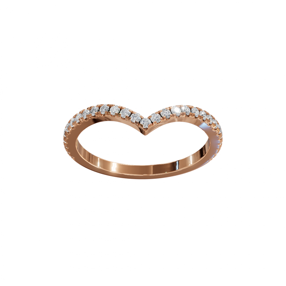 V Shape Round Cut Diamond Ring