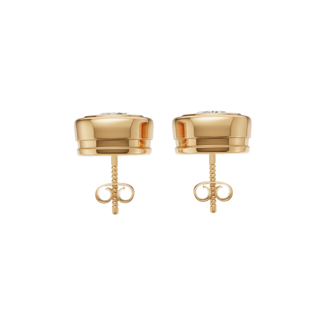 Bezel-Set Round Cut Diamond Studs