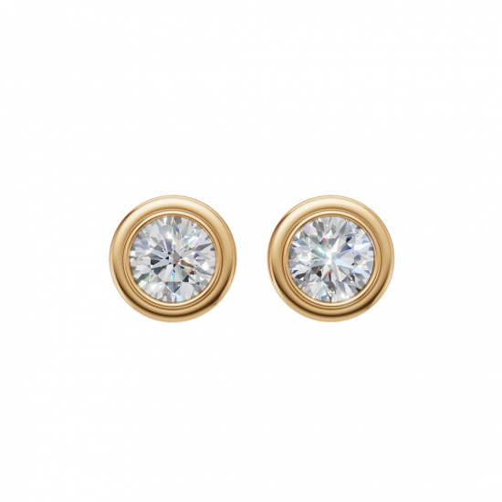 Bezel-Set Round Cut Diamond Studs