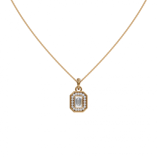 Emerald-Cut Diamond Halo Pendant