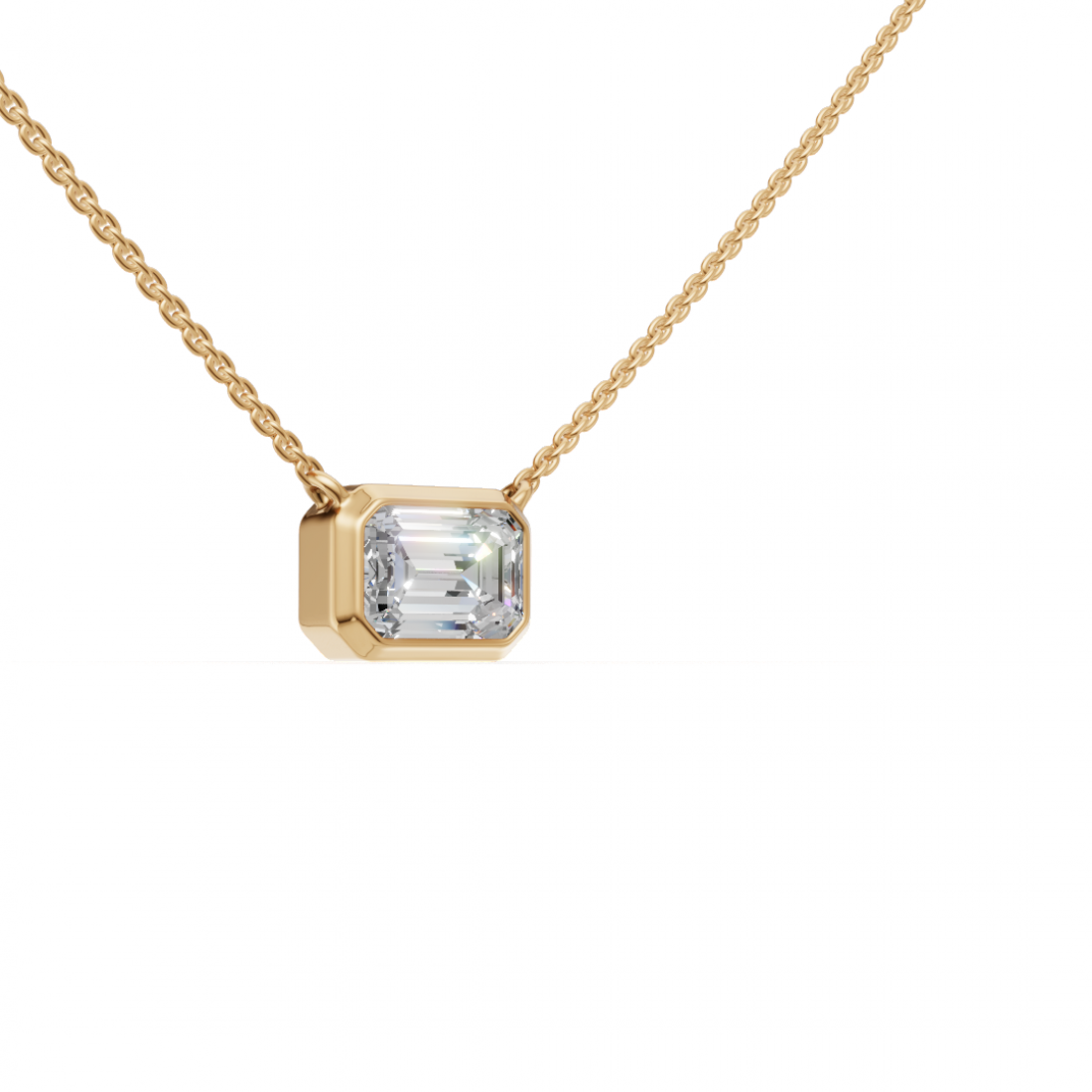 Emerald-Cut Diamond Bezel Pendant