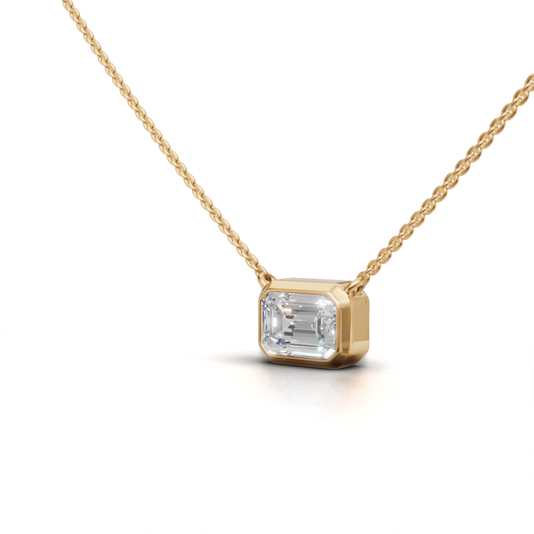 Emerald-Cut Diamond Bezel Pendant