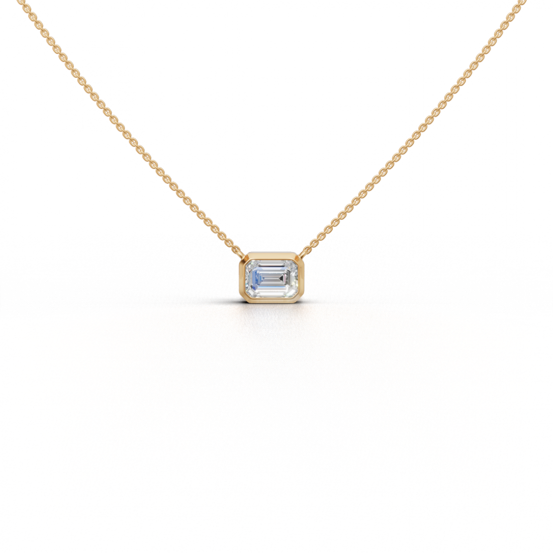 Emerald-Cut Diamond Bezel Pendant