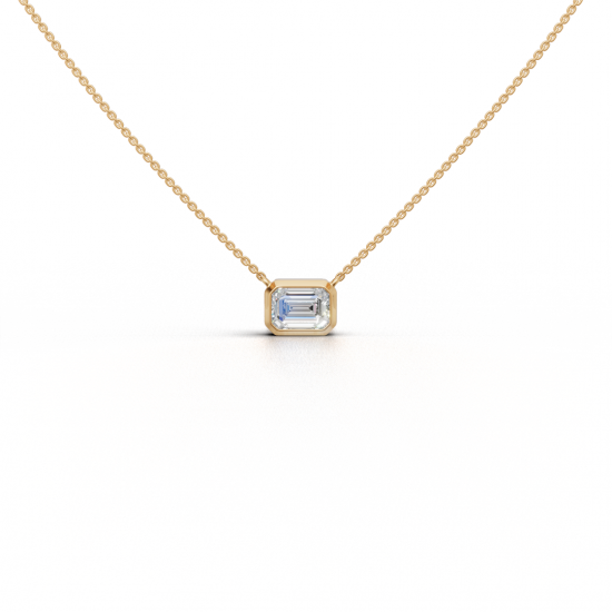 Emerald-Cut Diamond Bezel Pendant
