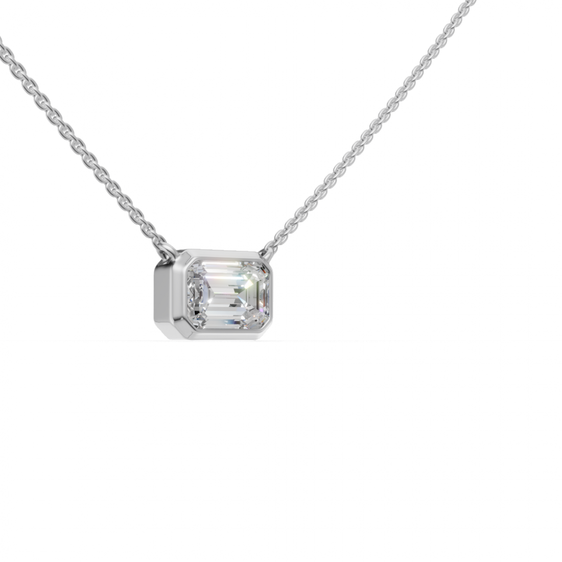 Emerald-Cut Diamond Bezel Pendant