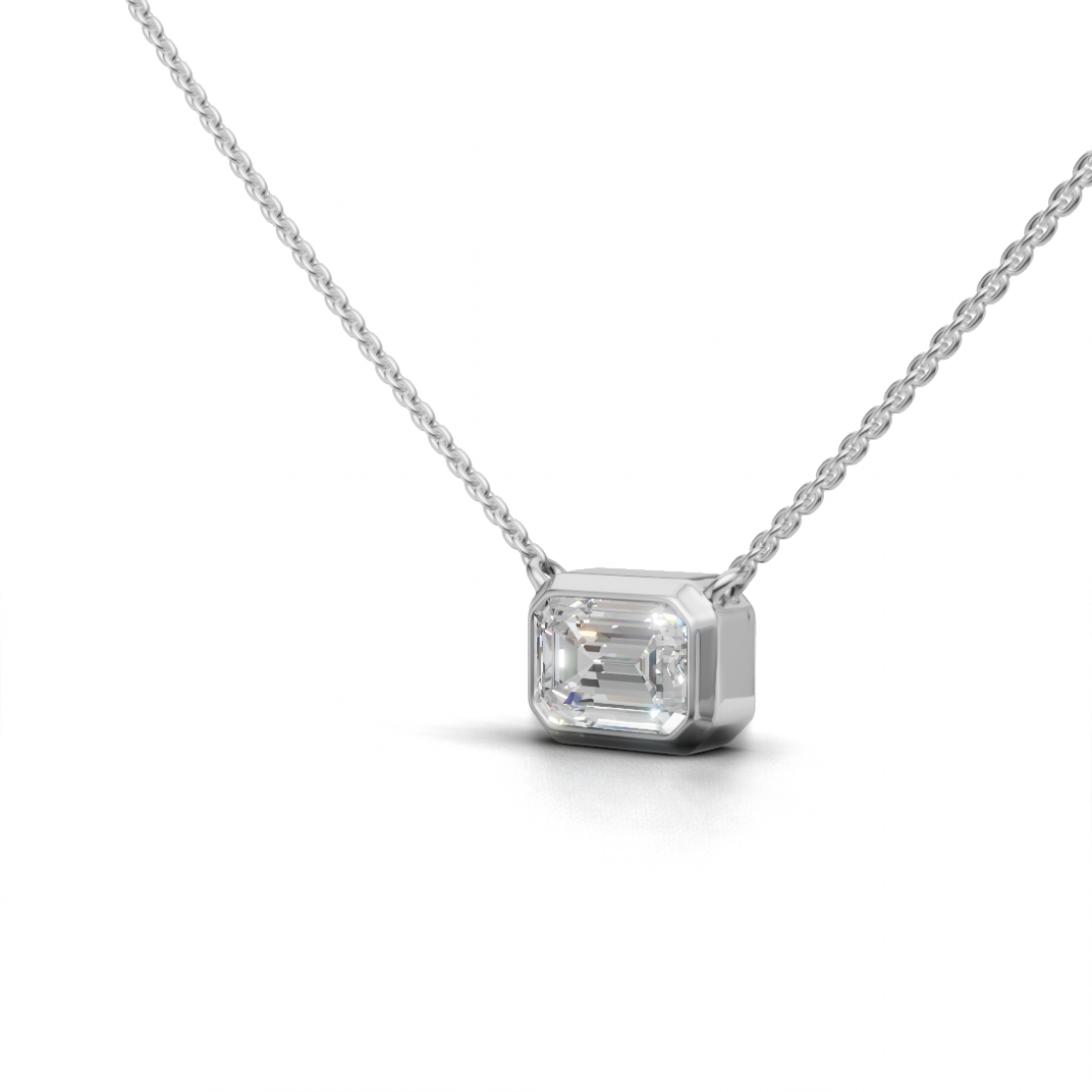 Emerald-Cut Diamond Bezel Pendant