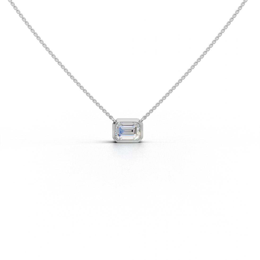 Emerald-Cut Diamond Bezel Pendant