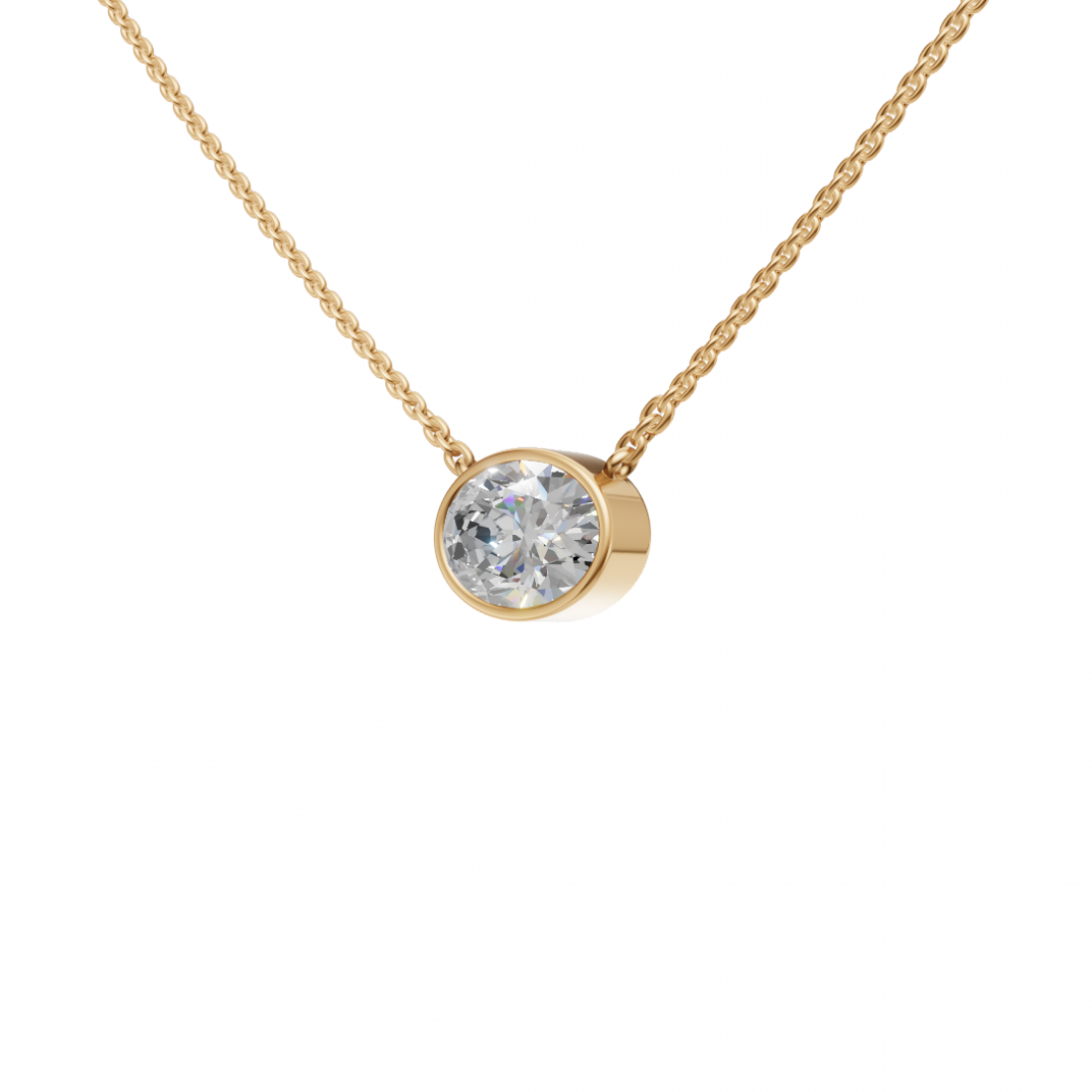 Oval-Cut Diamond Bezel Pendant