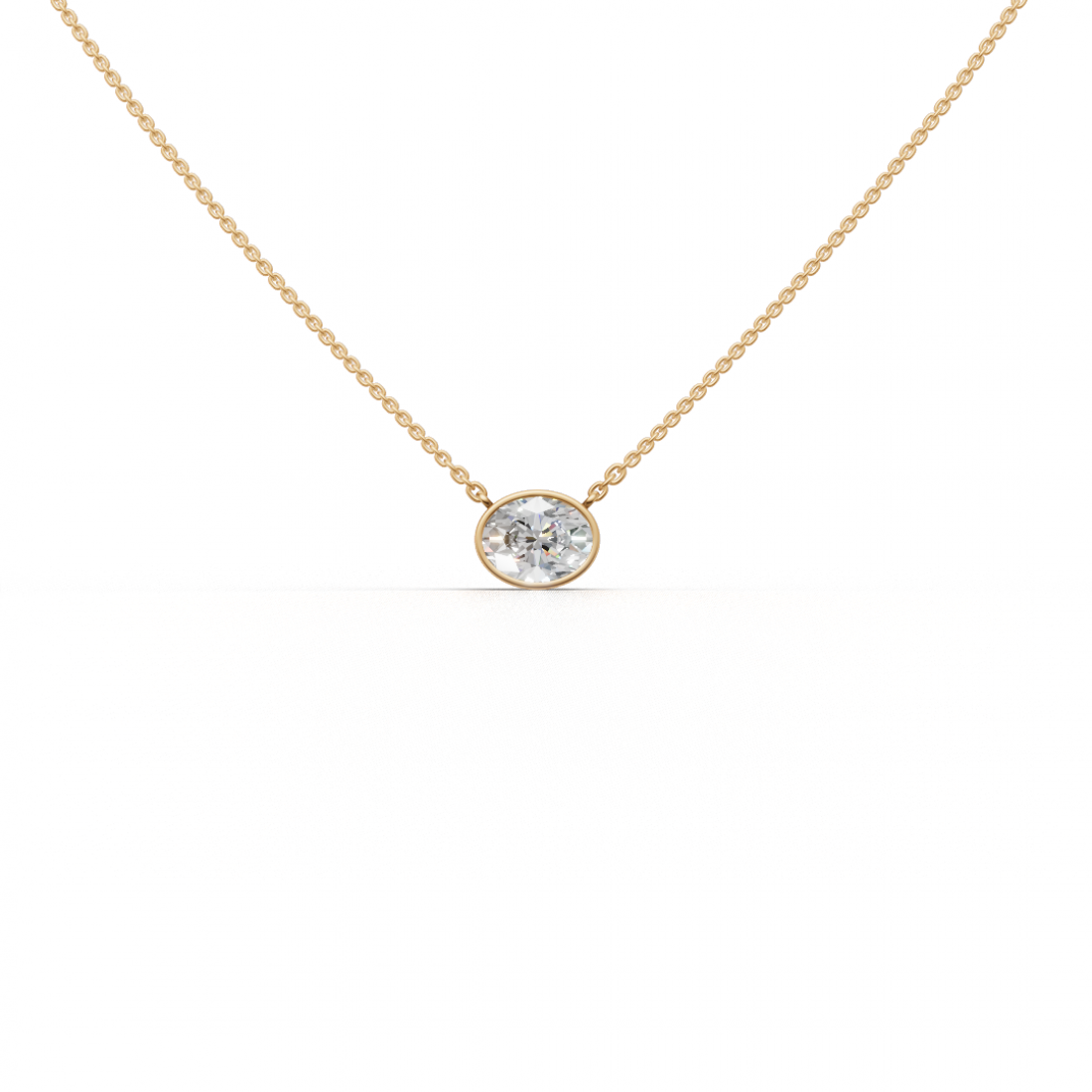 Oval-Cut Diamond Bezel Pendant