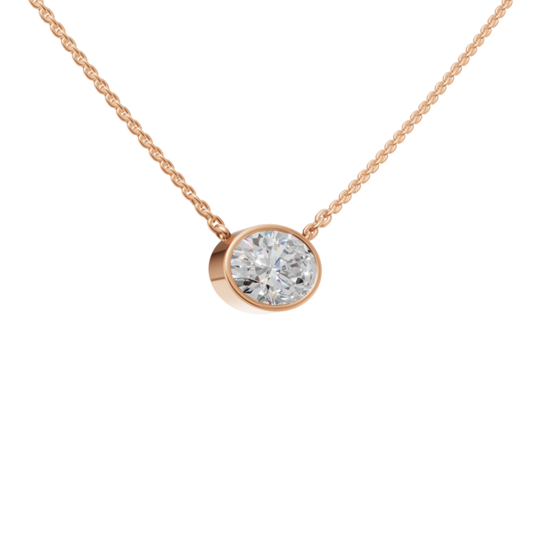 Oval-Cut Diamond Bezel Pendant
