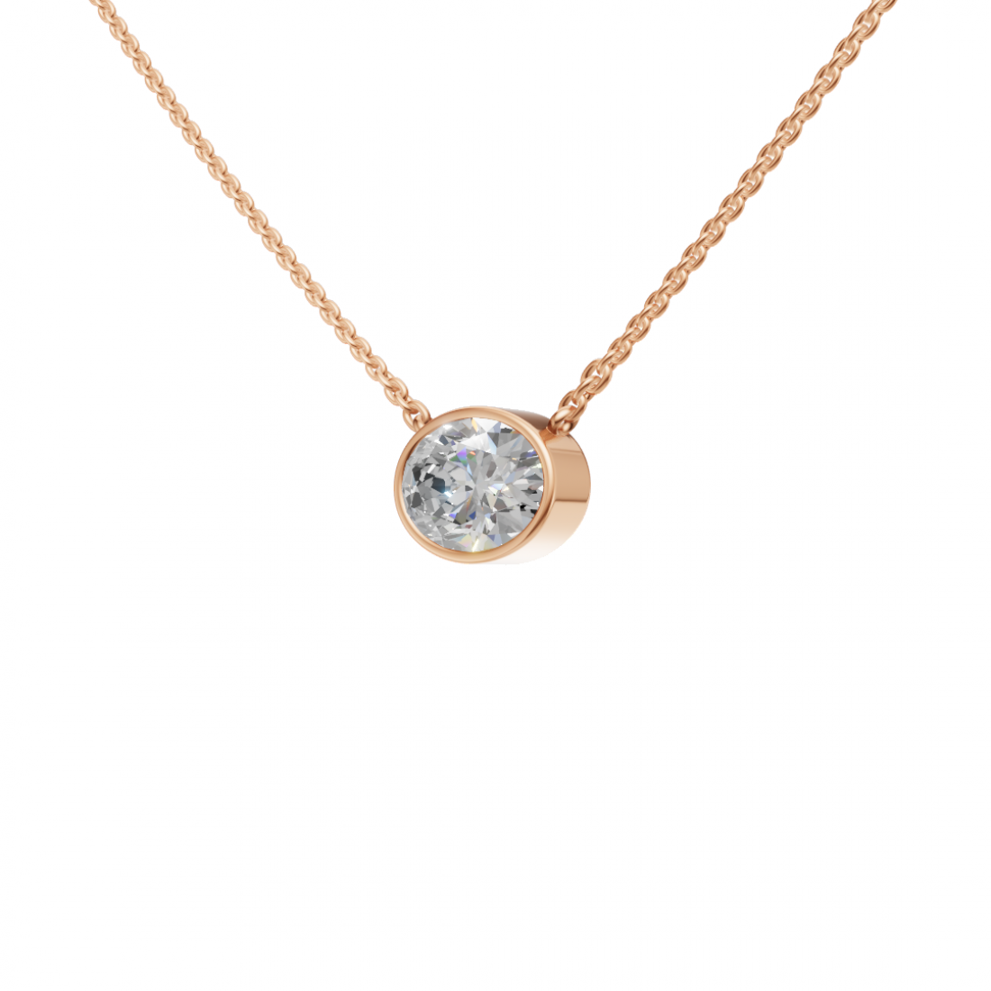 Oval-Cut Diamond Bezel Pendant