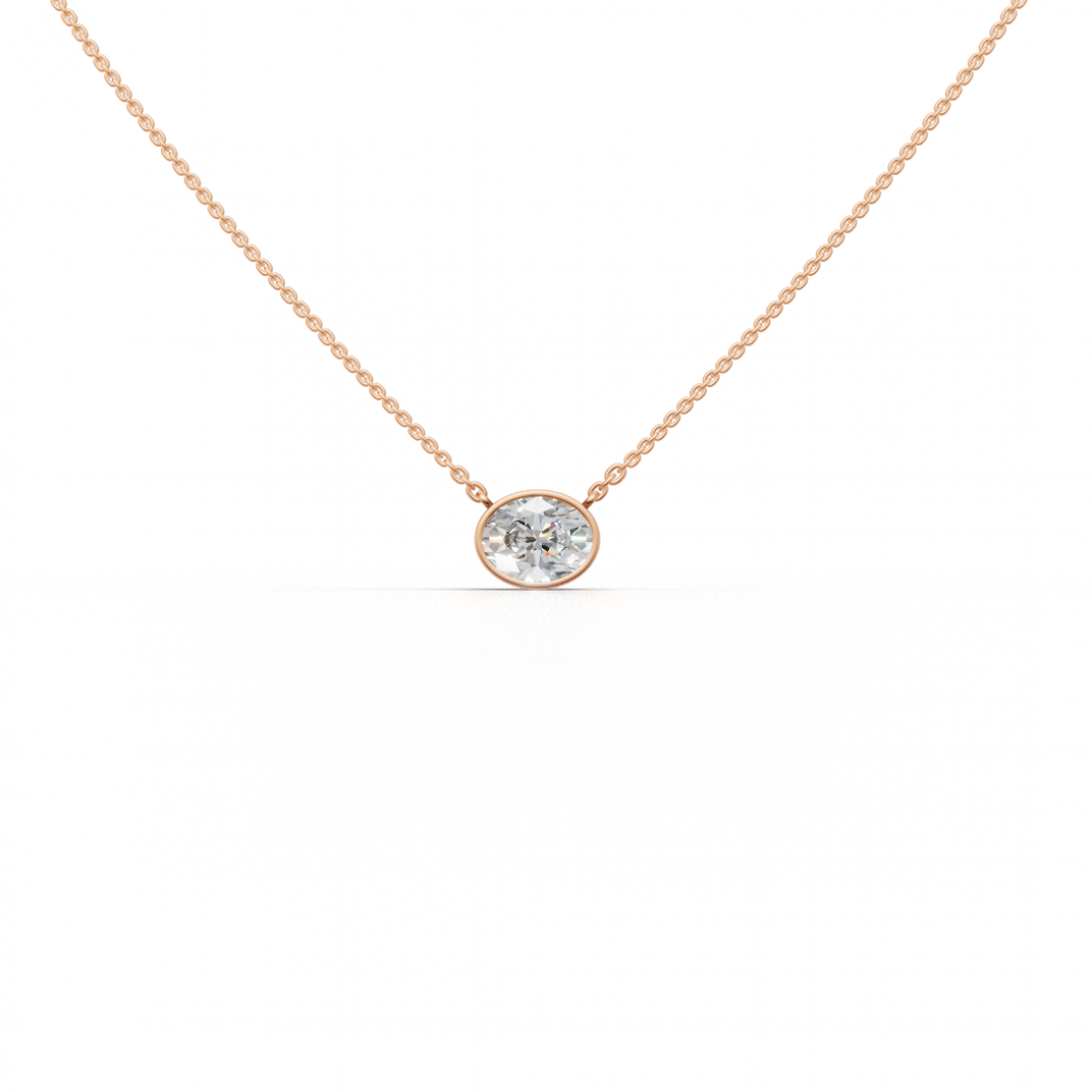 Oval-Cut Diamond Bezel Pendant