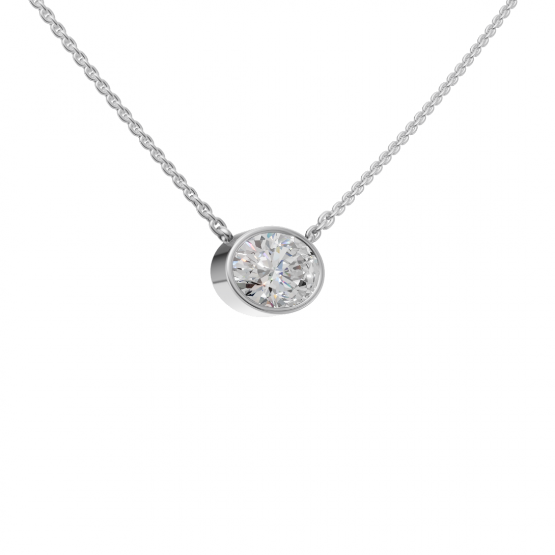 Oval-Cut Diamond Bezel Pendant