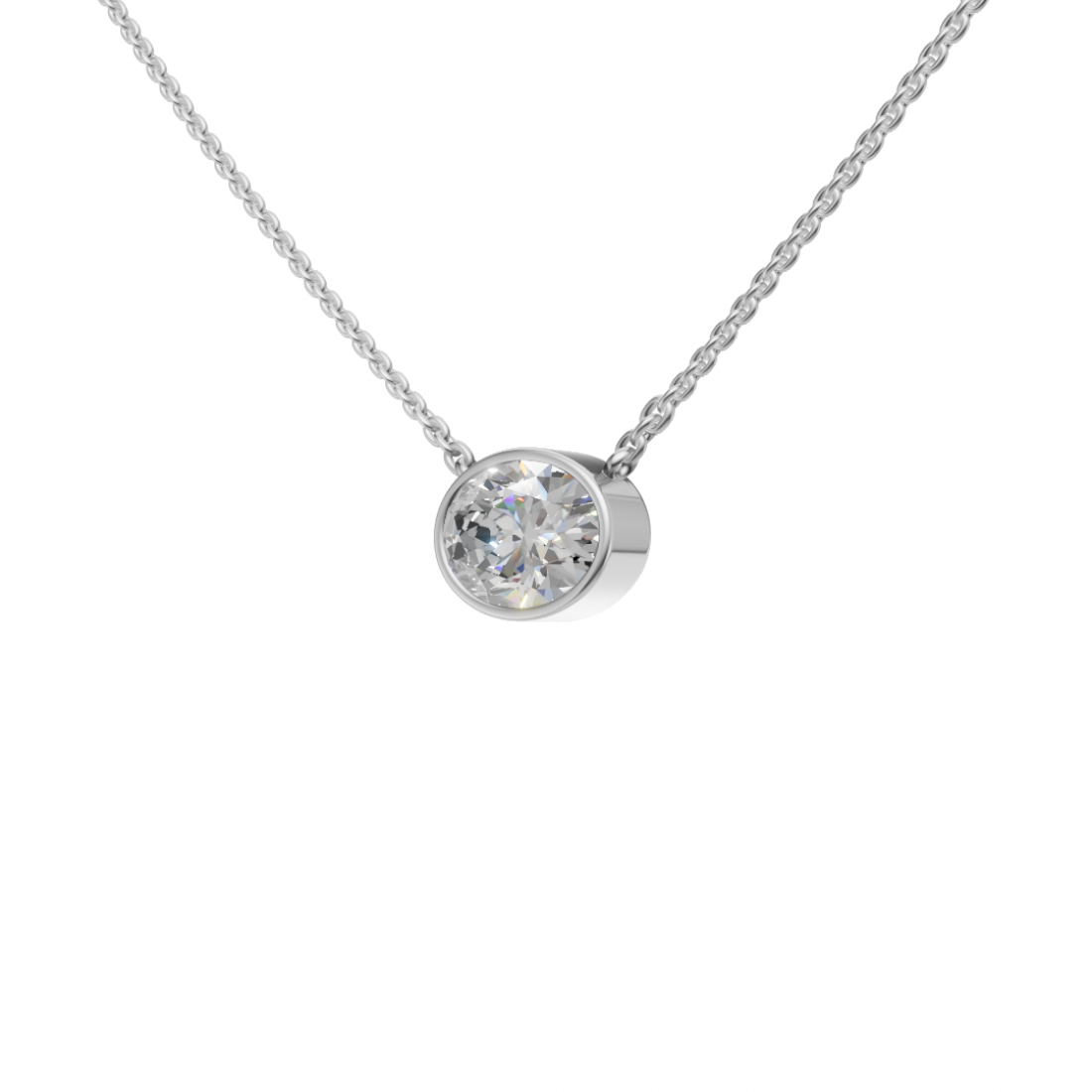 Oval-Cut Diamond Bezel Pendant