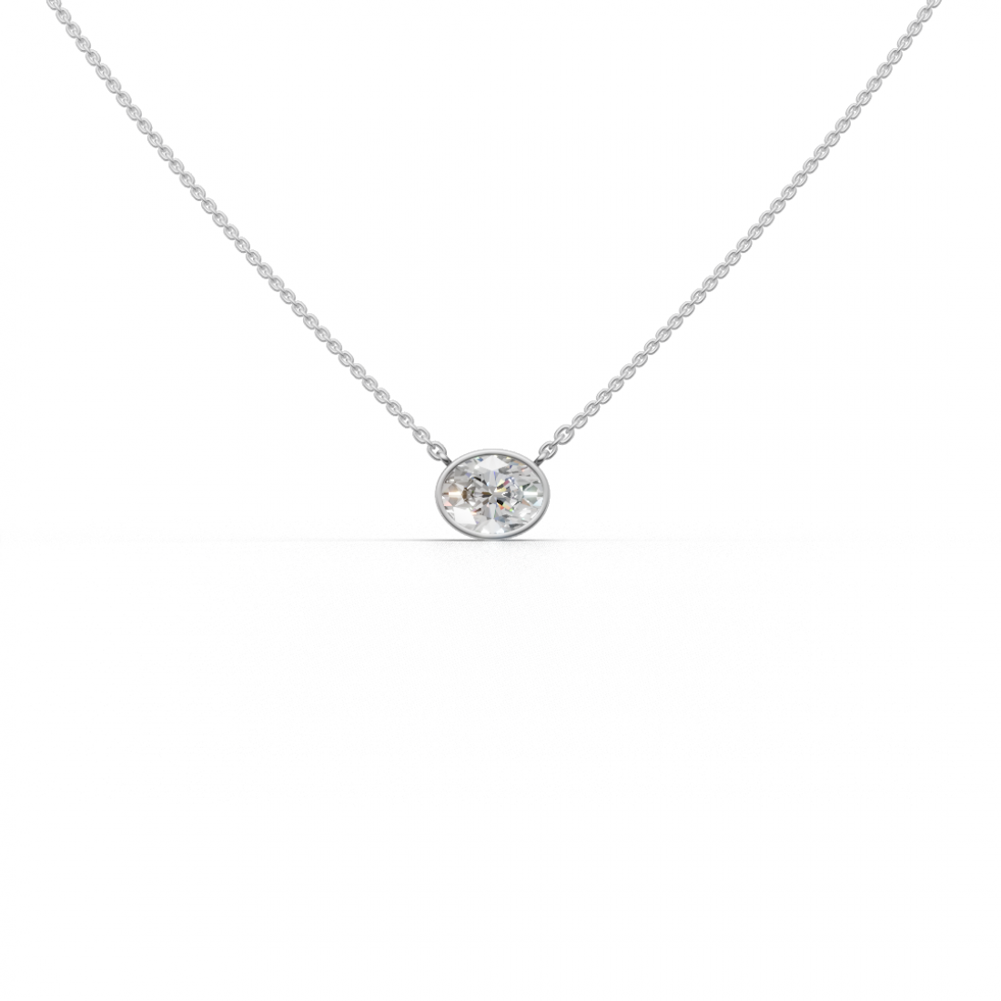 Oval-Cut Diamond Bezel Pendant