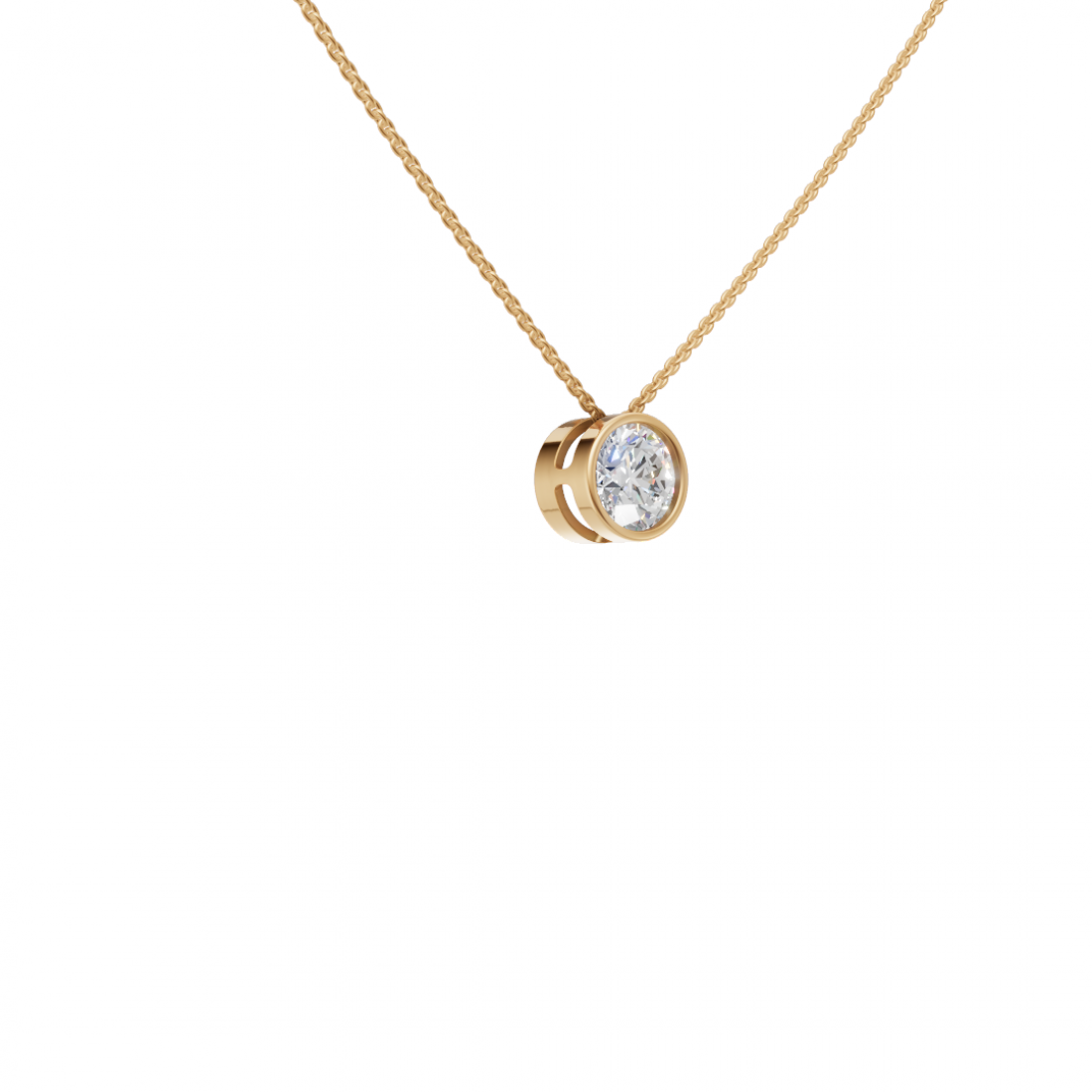 Round Brilliant Cut Diamond Bezel Pendant