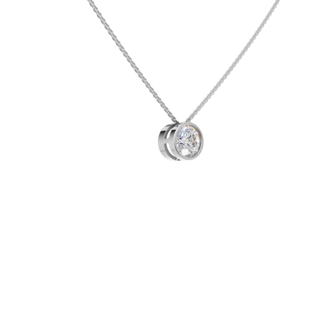 Round Brilliant Cut Diamond Bezel Pendant