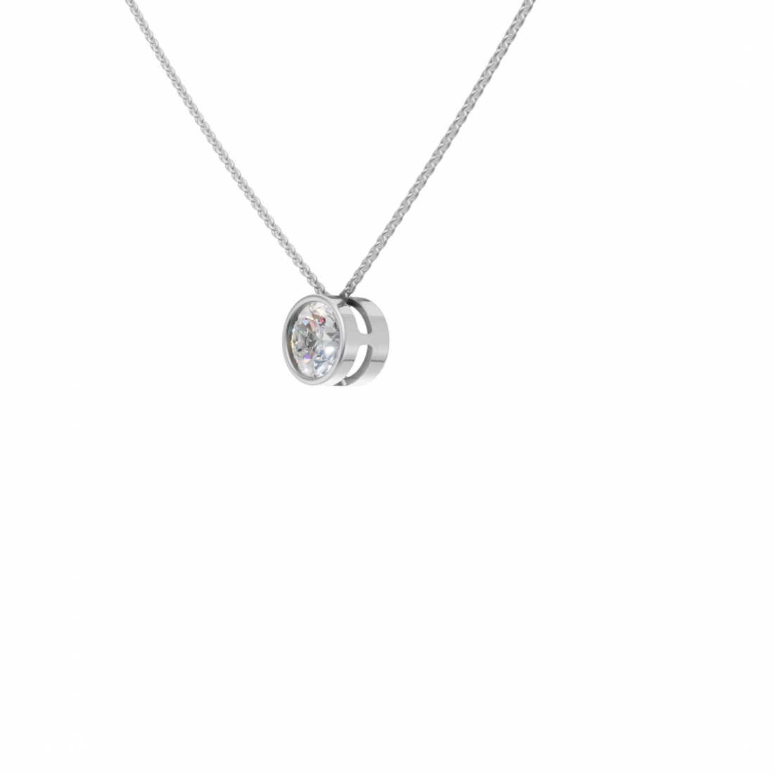 Round Brilliant Cut Diamond Bezel Pendant