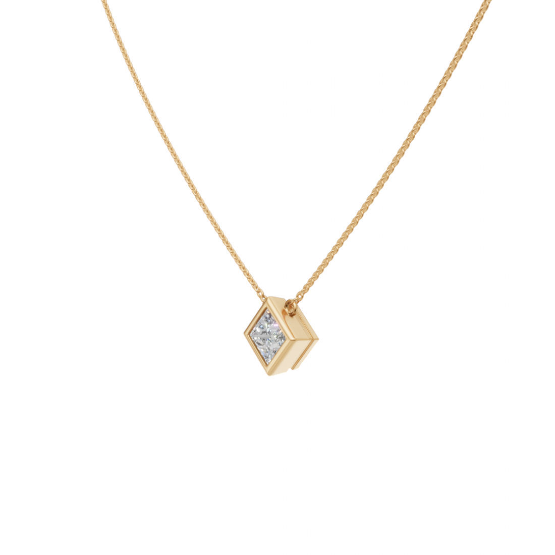 Princess-Cut Diamond Bezel Pendant