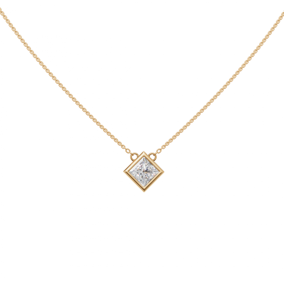 Princess-Cut Diamond Bezel Pendant