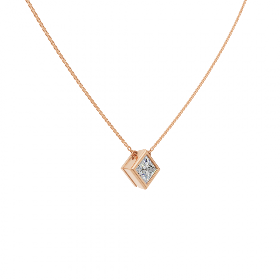 Princess-Cut Diamond Bezel Pendant