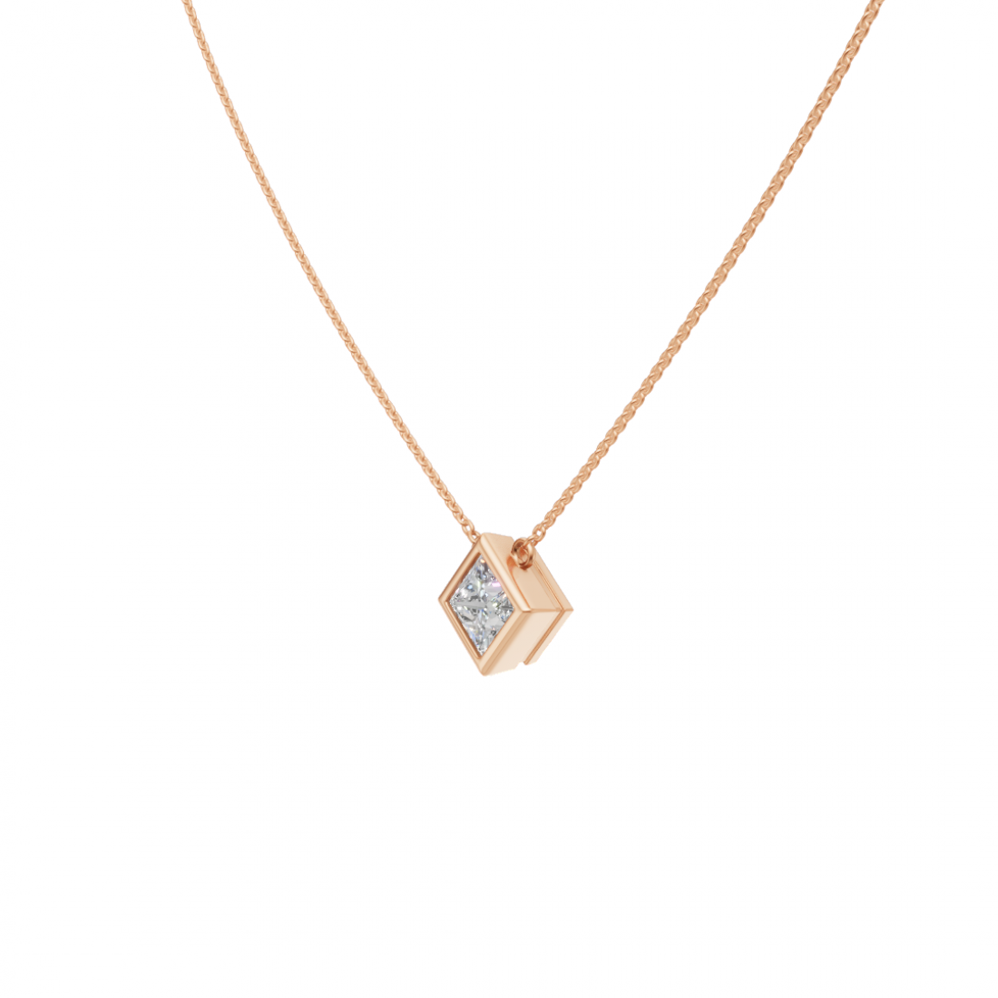 Princess-Cut Diamond Bezel Pendant