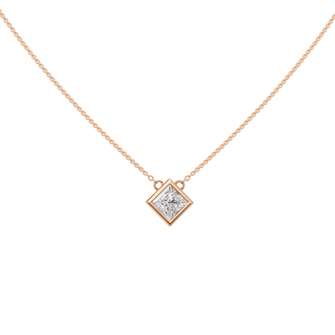 Princess-Cut Diamond Bezel Pendant
