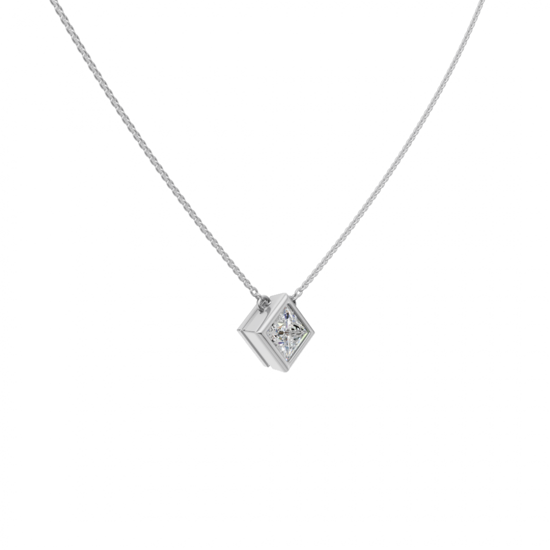 Princess-Cut Diamond Bezel Pendant