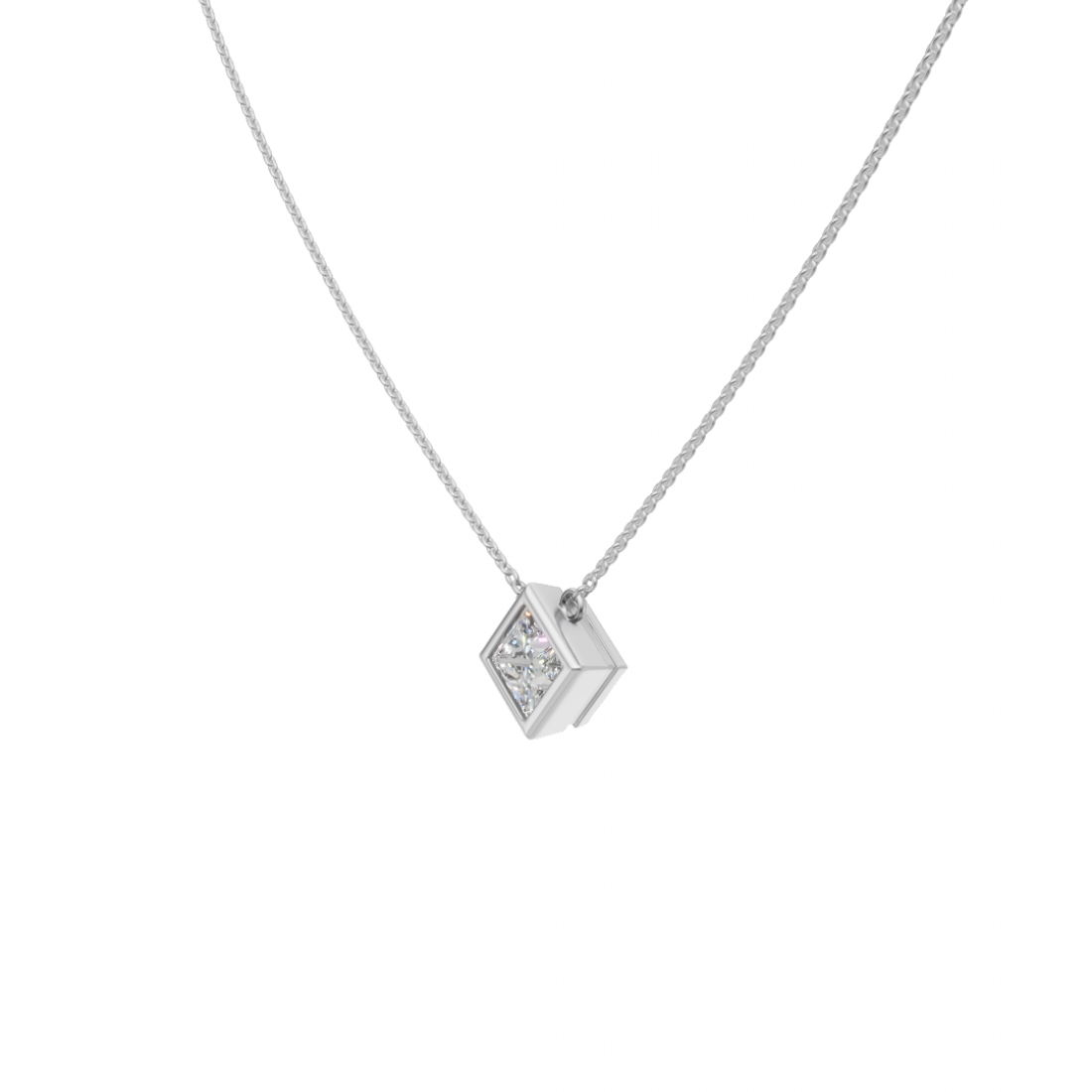 Princess-Cut Diamond Bezel Pendant