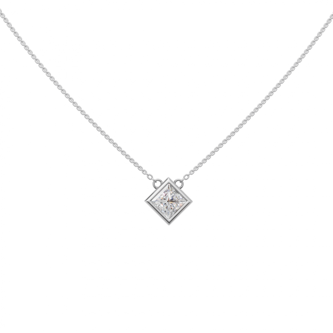 Princess-Cut Diamond Bezel Pendant