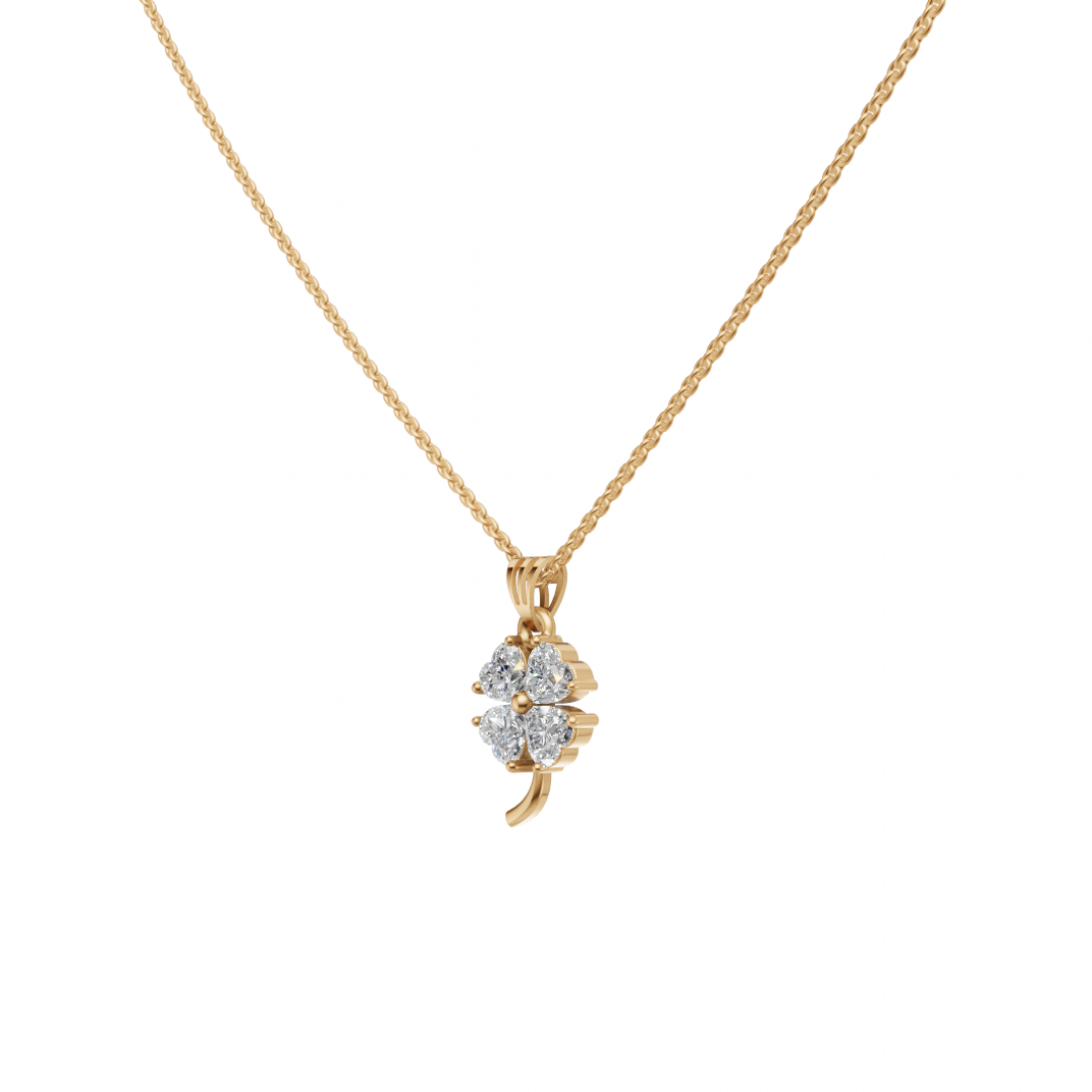 Diamond Cluster Heart Floral Pendant