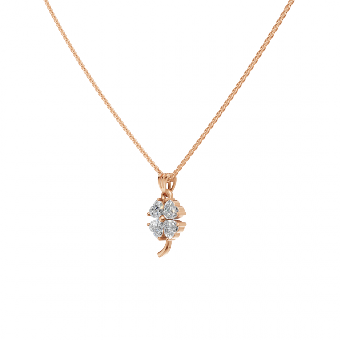 Diamond Cluster Heart Floral Pendant