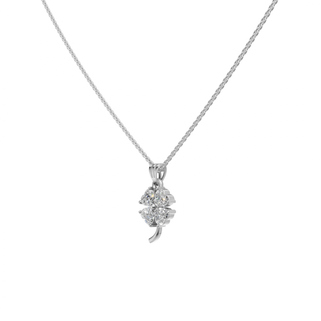 Diamond Cluster Heart Floral Pendant