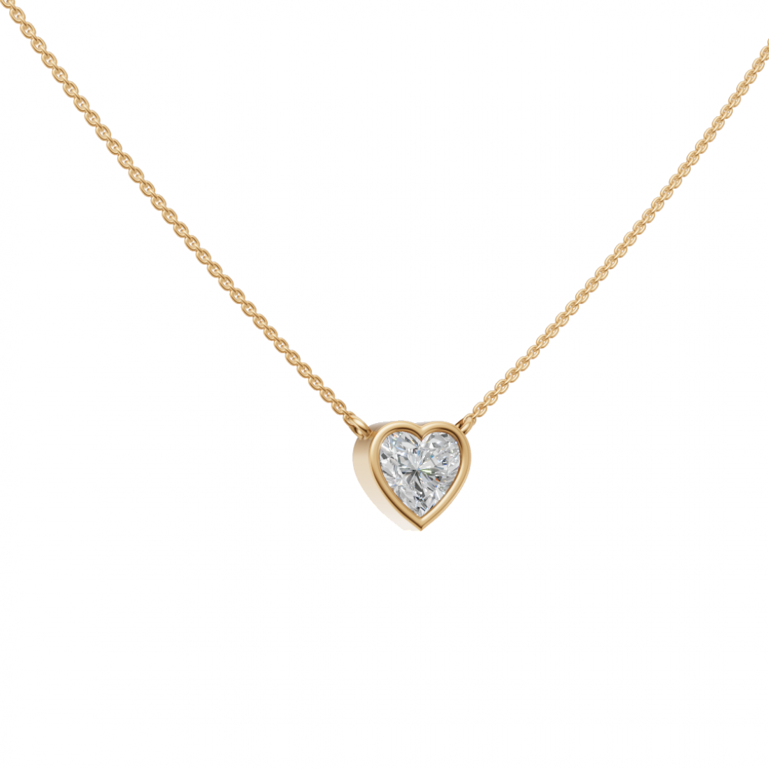 Bezel-Set Heart-Shaped Diamond Pendant