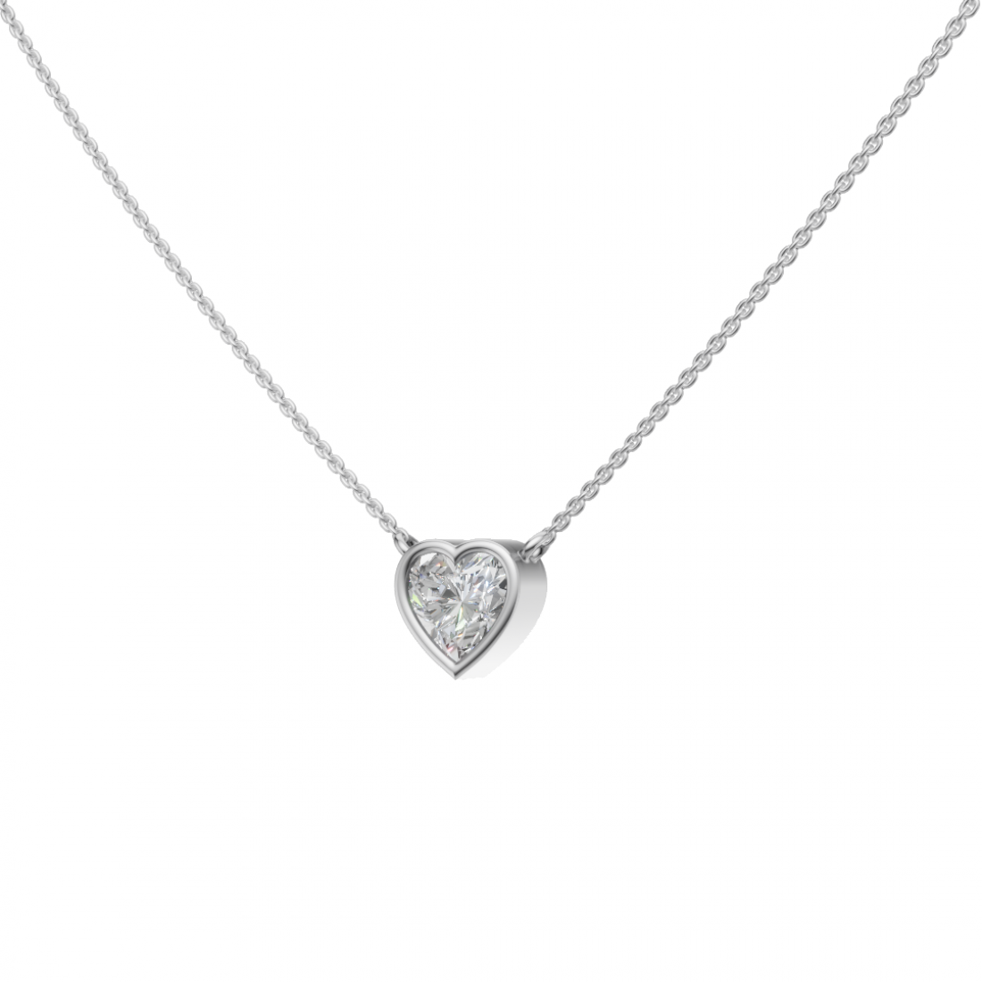 Bezel-Set Heart-Shaped Diamond Pendant