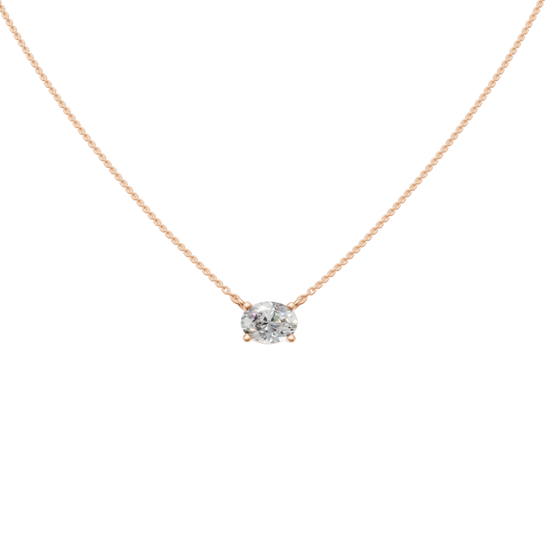 Oval-Cut Diamond Solitaire Pendant