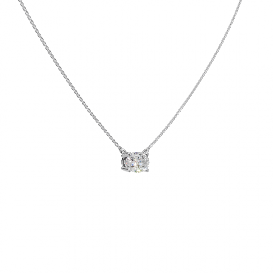 Oval-Cut Diamond Solitaire Pendant