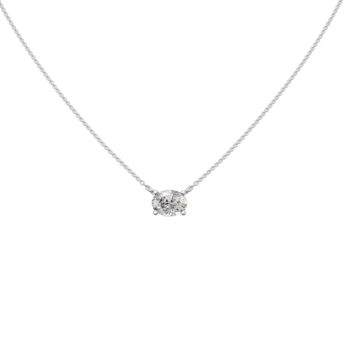 Oval-Cut Diamond Solitaire Pendant