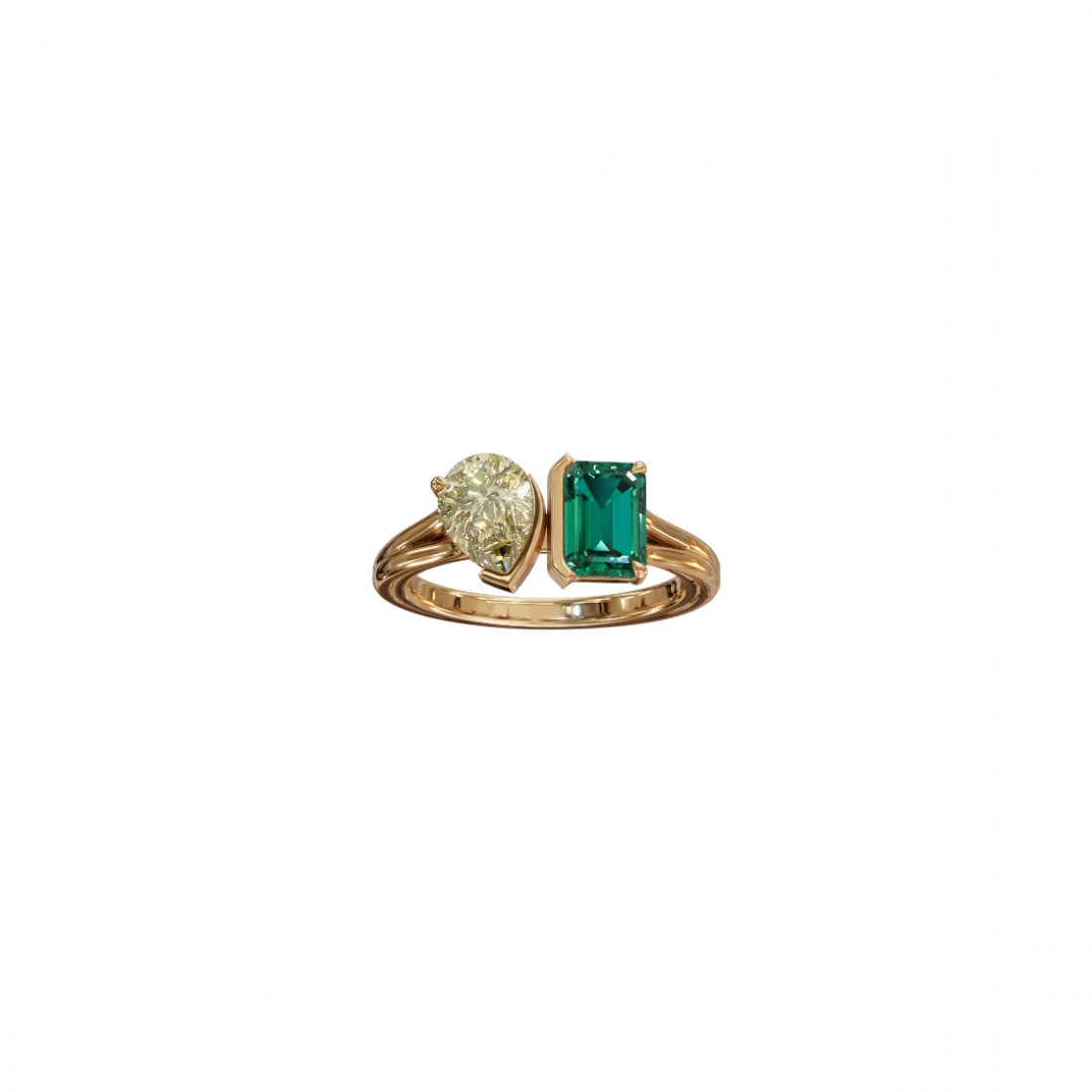 Toi et Moi Pear & Emerald Cut Diamond Ring
