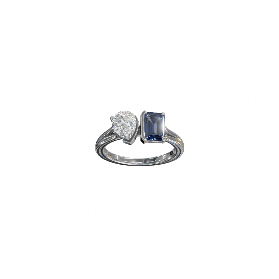 Toi et Moi Pear & Emerald Cut Diamond Ring