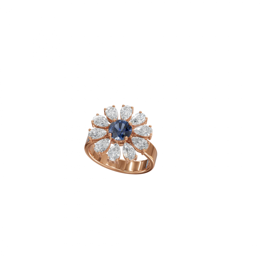 Flower Pear Cut Diamond Ring 